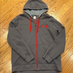 Men’s Under Armour Charcoal Hoodie with Crimson Accents-Size XL NWOT